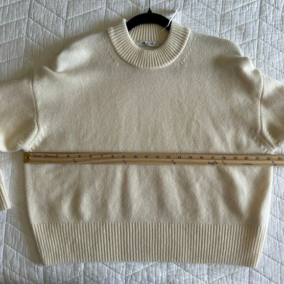 Madewell Boxy Crewneck Sweater Women Wool Cashmere Blend Cream XS New - Picture 8 of 10